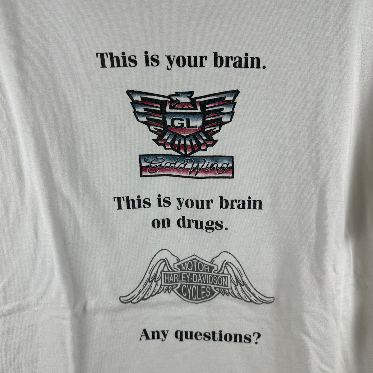 Vintage 90s Honda GoldWing This is Your Brain Motorcycle Humor Single Stitch T-shirt