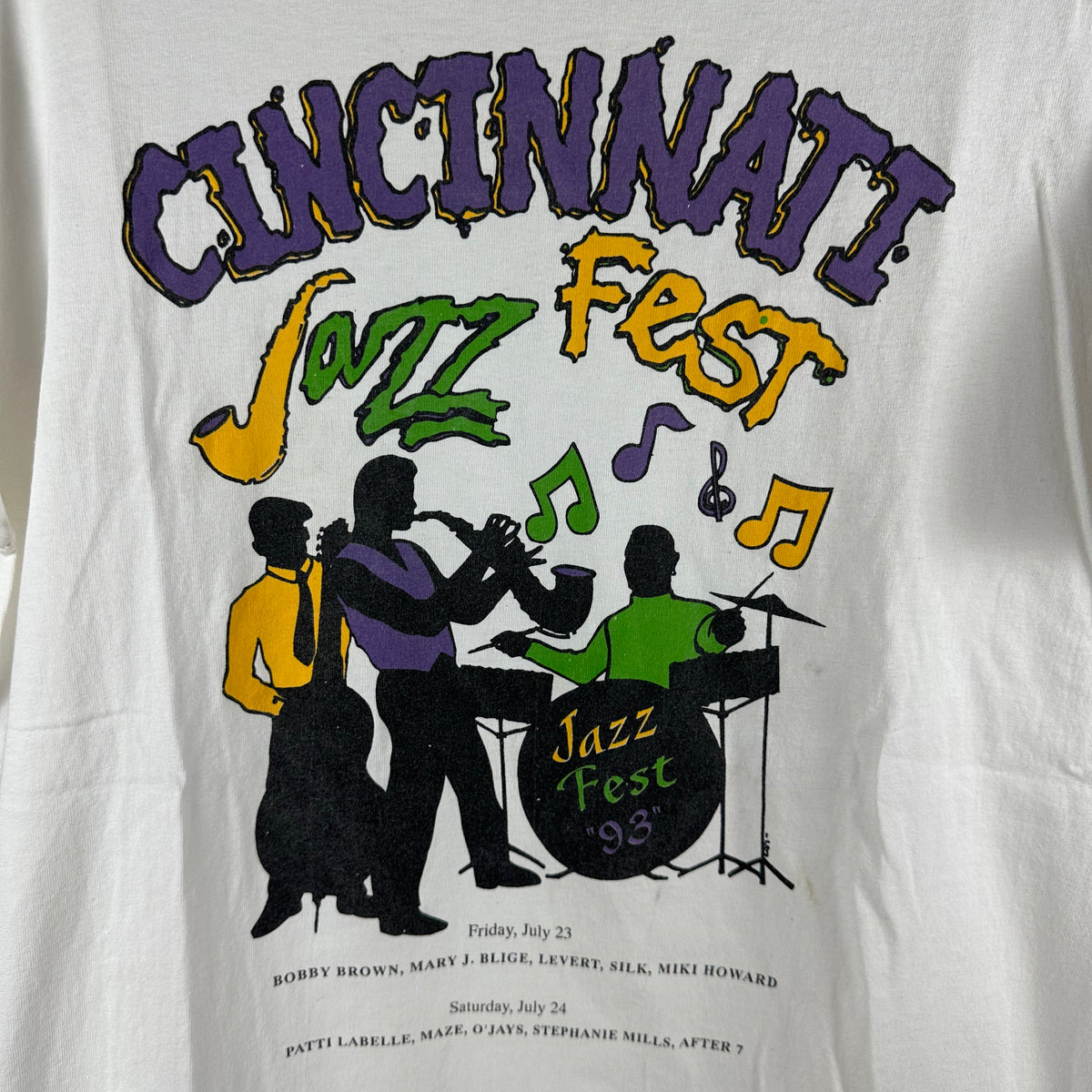 Vintage 1993 Cincinnati Jazz Fest Bobby Brown Mary J Blige Patti Labelle T-shirt