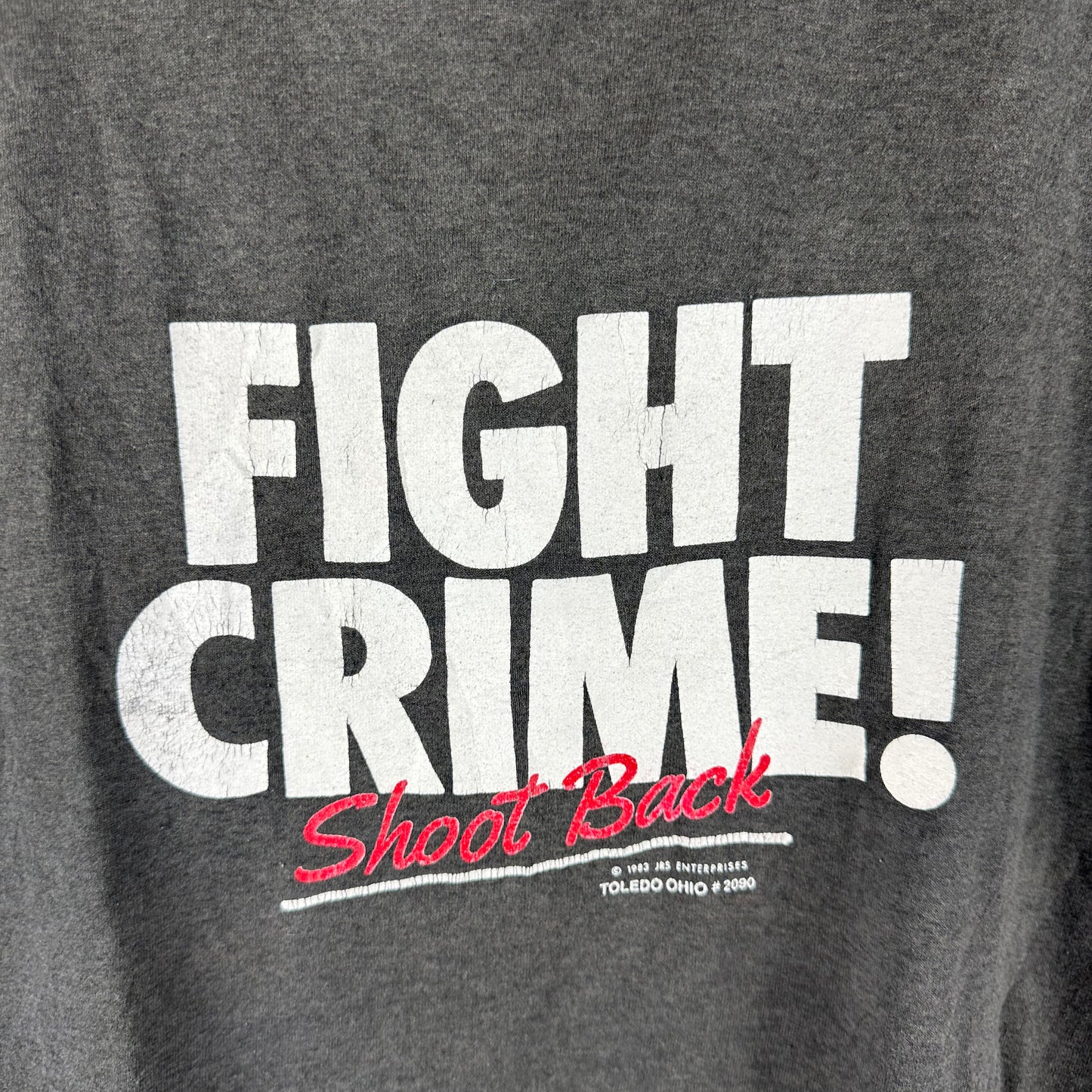Vintage 1983 Fight Crime! Shoot Back Graphic Single Stitch Faded T-Shirt