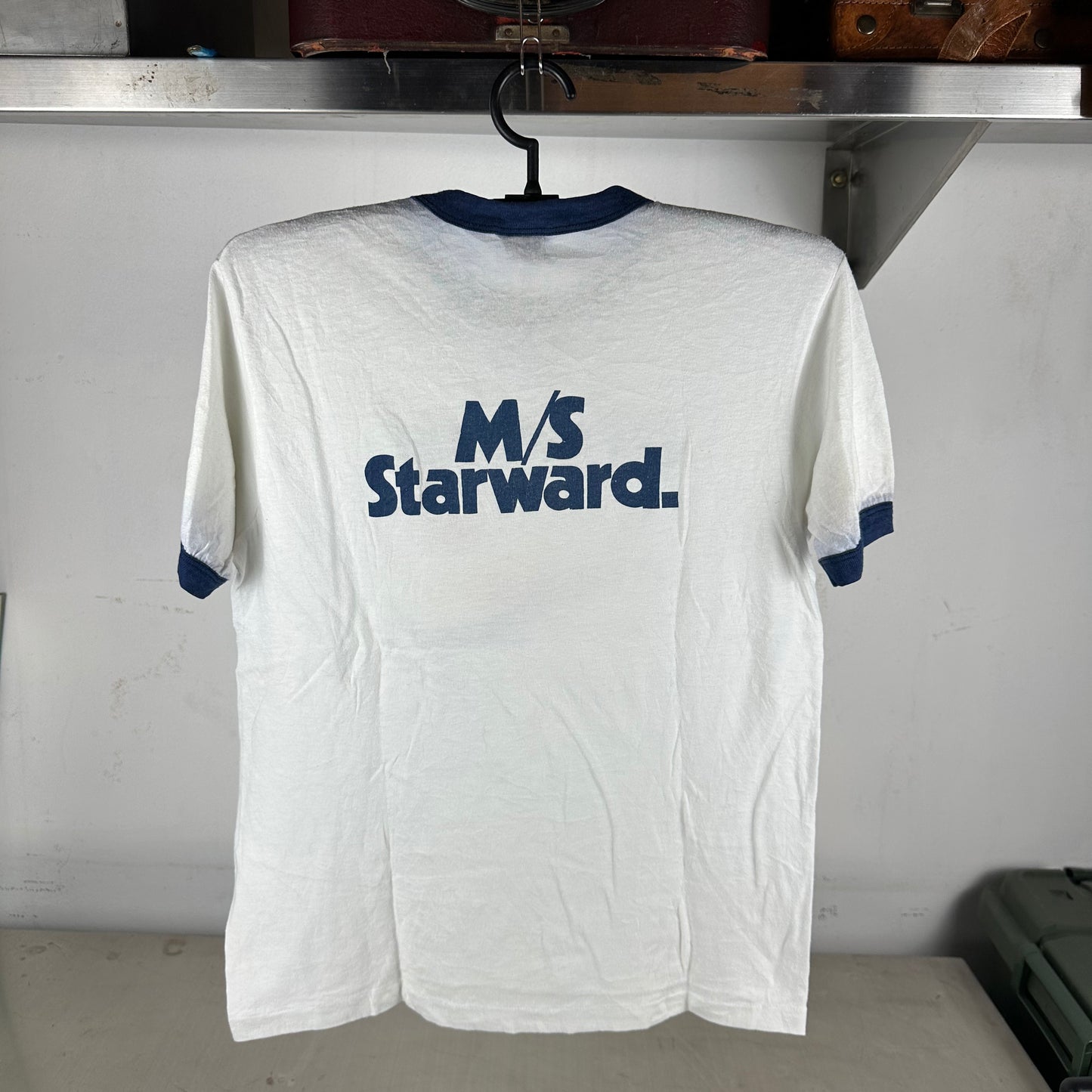 Vintage 80s Dive In Double Sided Graphic Single Stitch Ringer T-Shirt