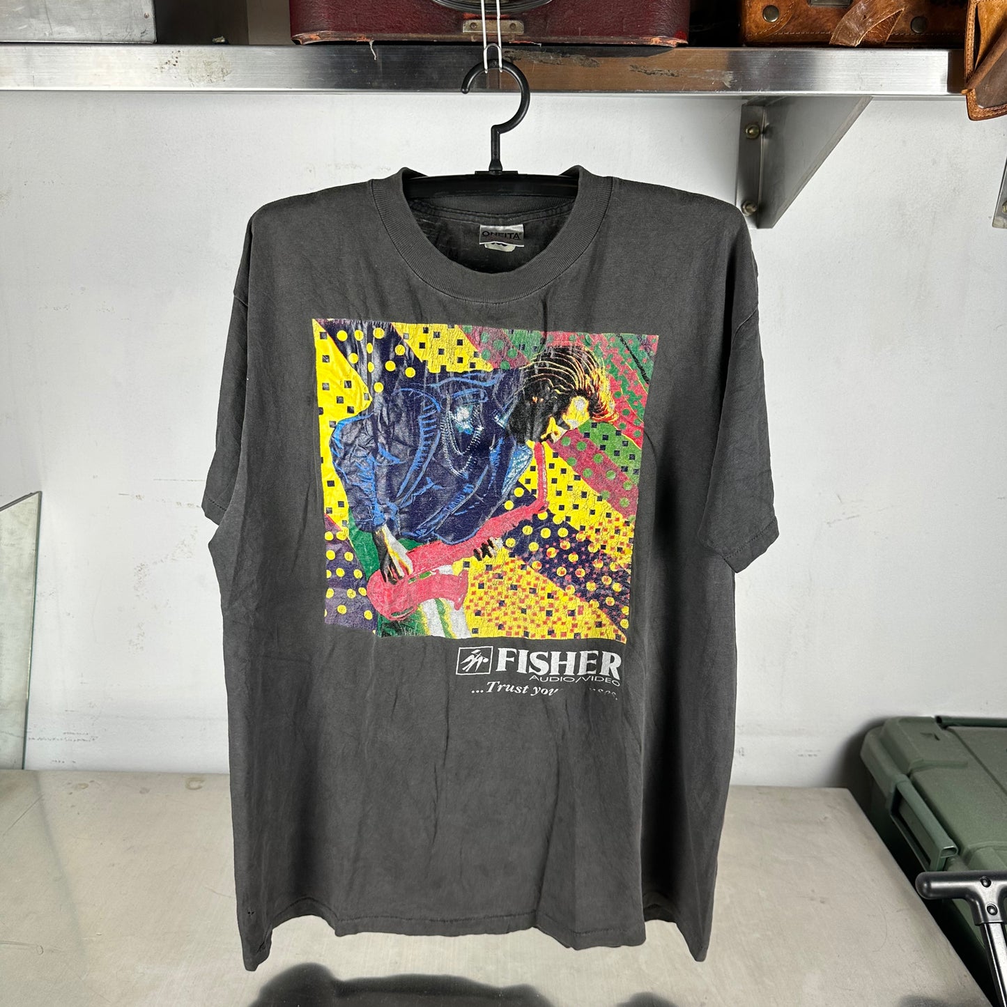 Vintage 90s Fisher Audio Video Store Promo Graphic Single Stitch Faded T-Shirt