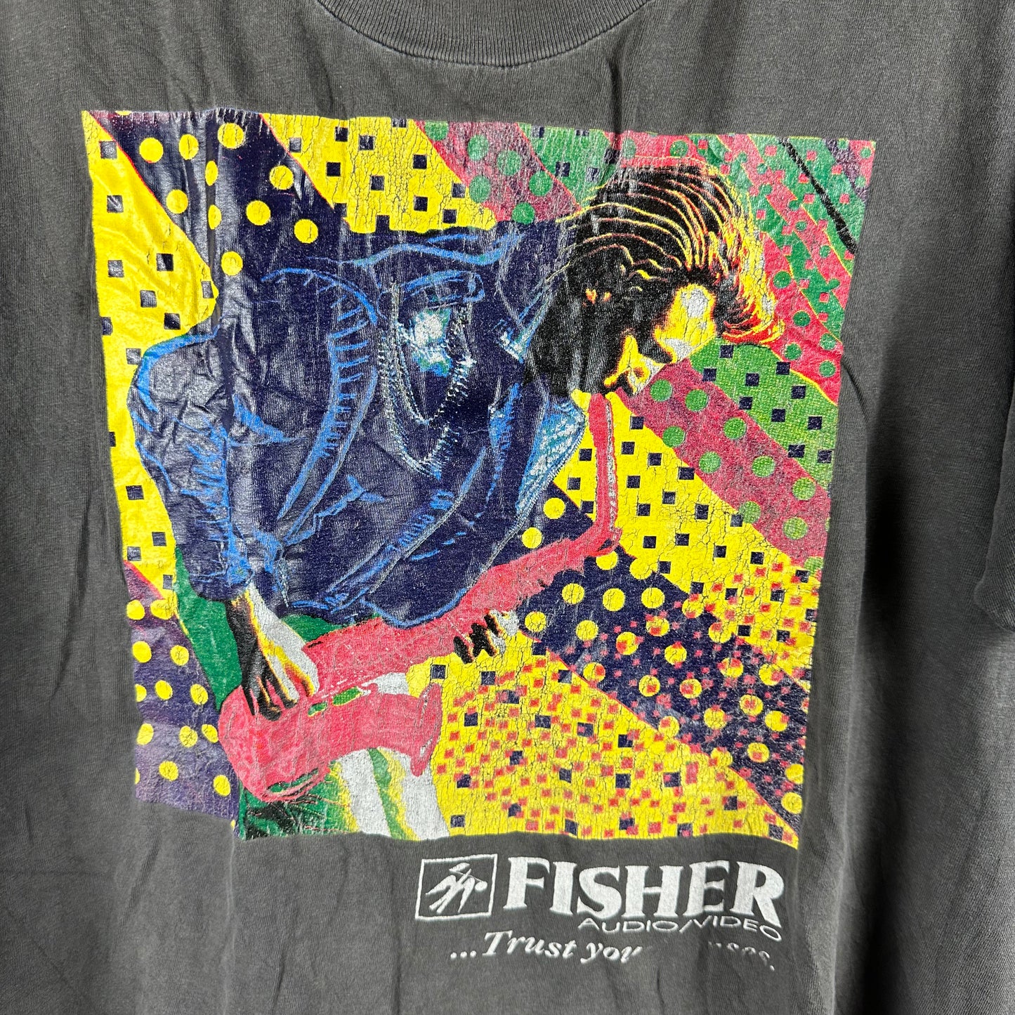 Vintage 90s Fisher Audio Video Store Promo Graphic Single Stitch Faded T-Shirt