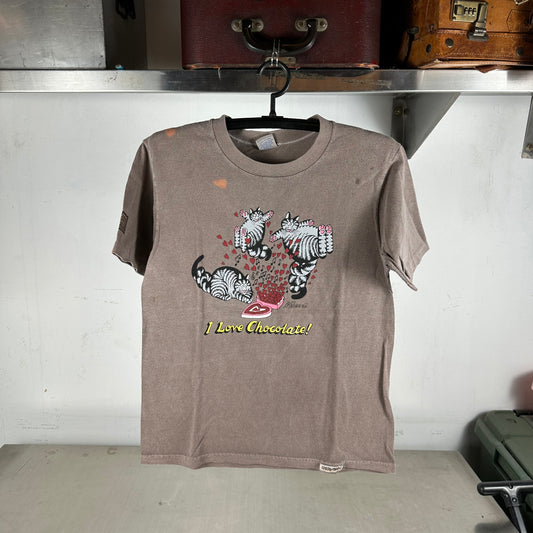 Vintage 90s I Love Chocolate! Cat Artwork Crazy Shirt Single Stitch T-shirt