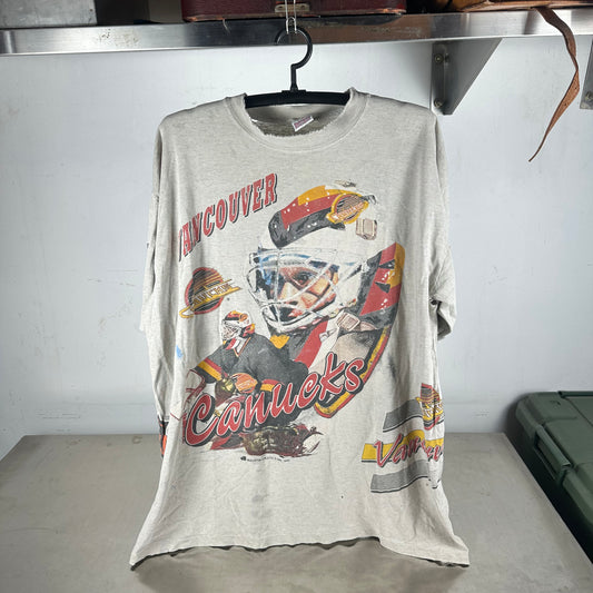 Vintage 1993 Vancouver Canucks Hockey Bulletin Athletic AOP NHL T-Shirt