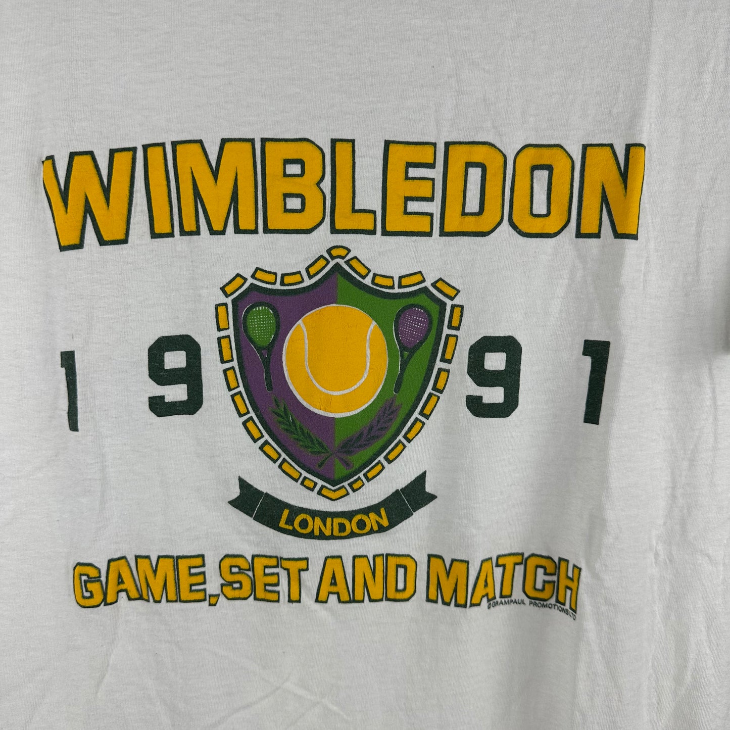 Vintage 1991 Wimbledon Tennis Championship Game Set Match Single Stitch T-Shirt
