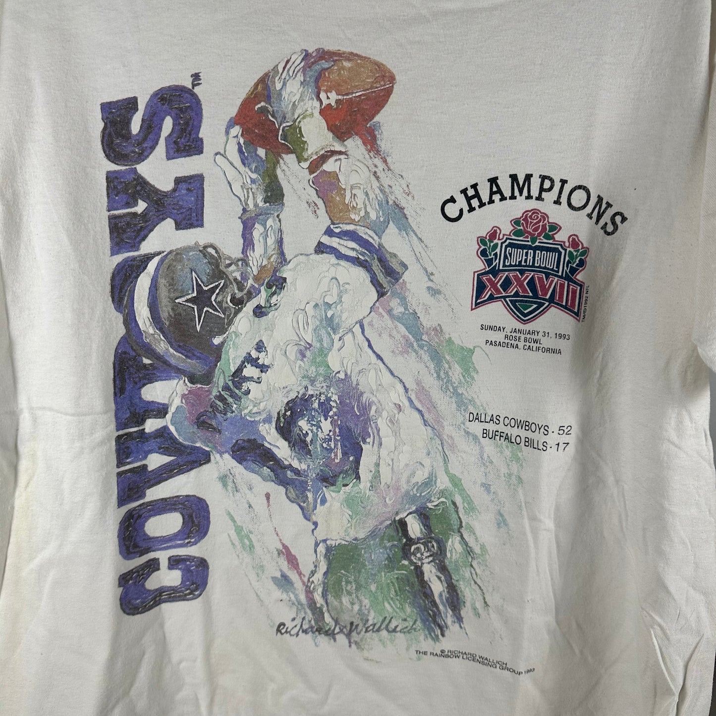 Vintage 1993 Dallas Cowboys NFL Super Bowl Champions Single Stitch T-Shirt