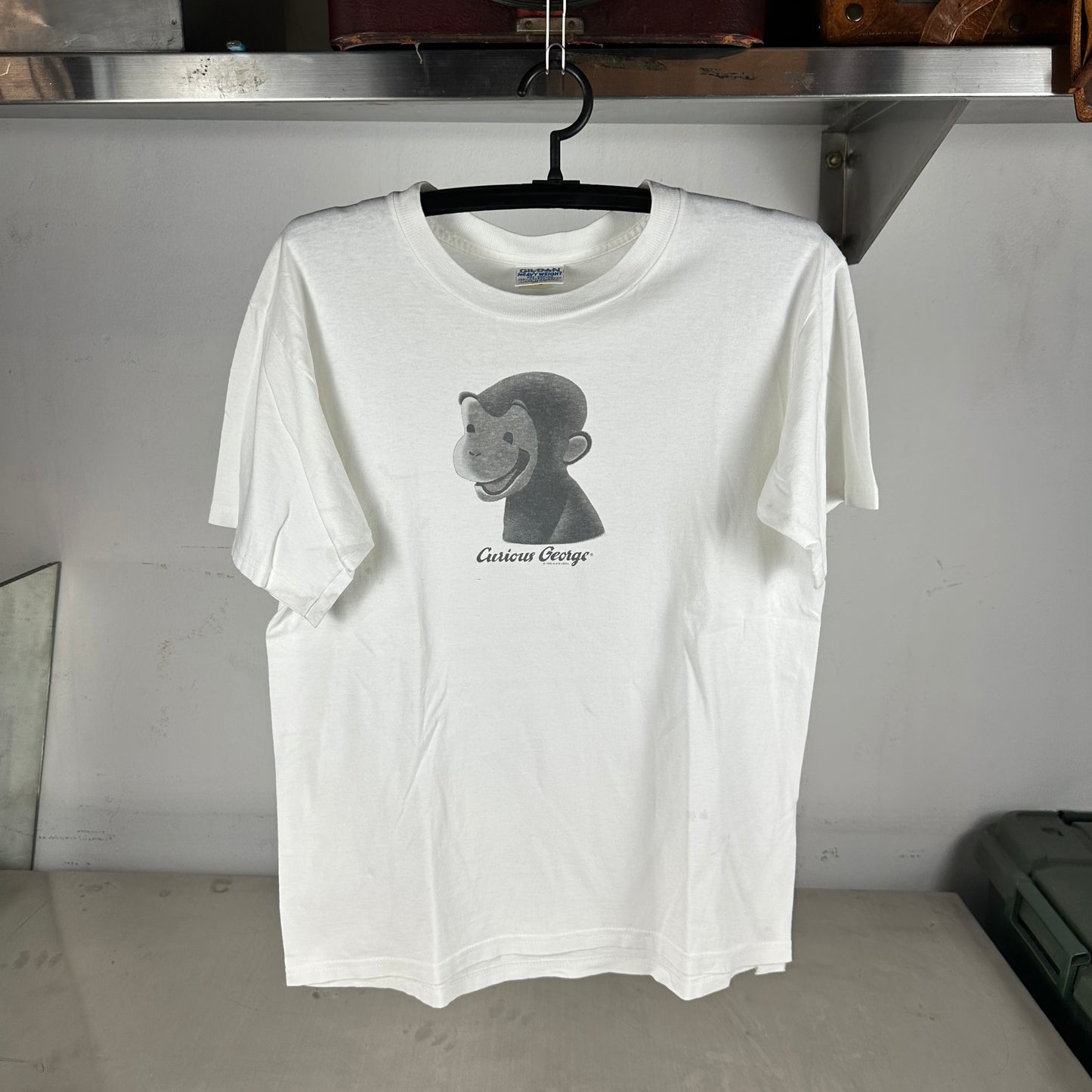 Vintage 90s Curious George Monkey Cartoon Graphic T-Shirt