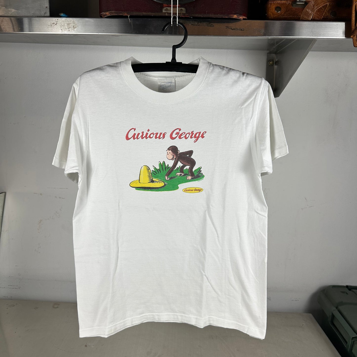 Vintage 90s Curious George Monkey Cartoon Graphic Single Stitch T-Shirt