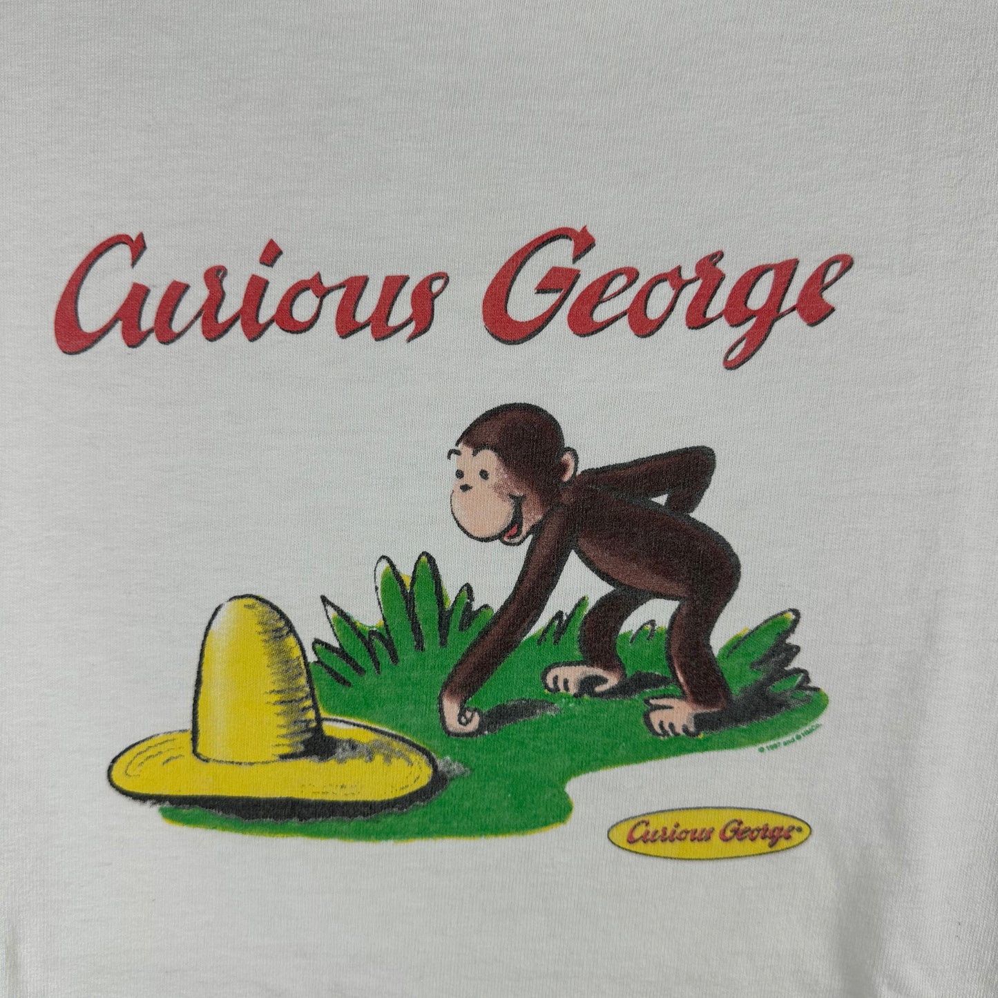 Vintage 90s Curious George Monkey Cartoon Graphic Single Stitch T-Shirt