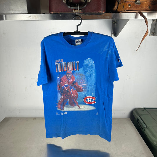 Vintage 90s Jocelyn Thibault Montreal Canadiens NHL Single Stitch T-Shirt