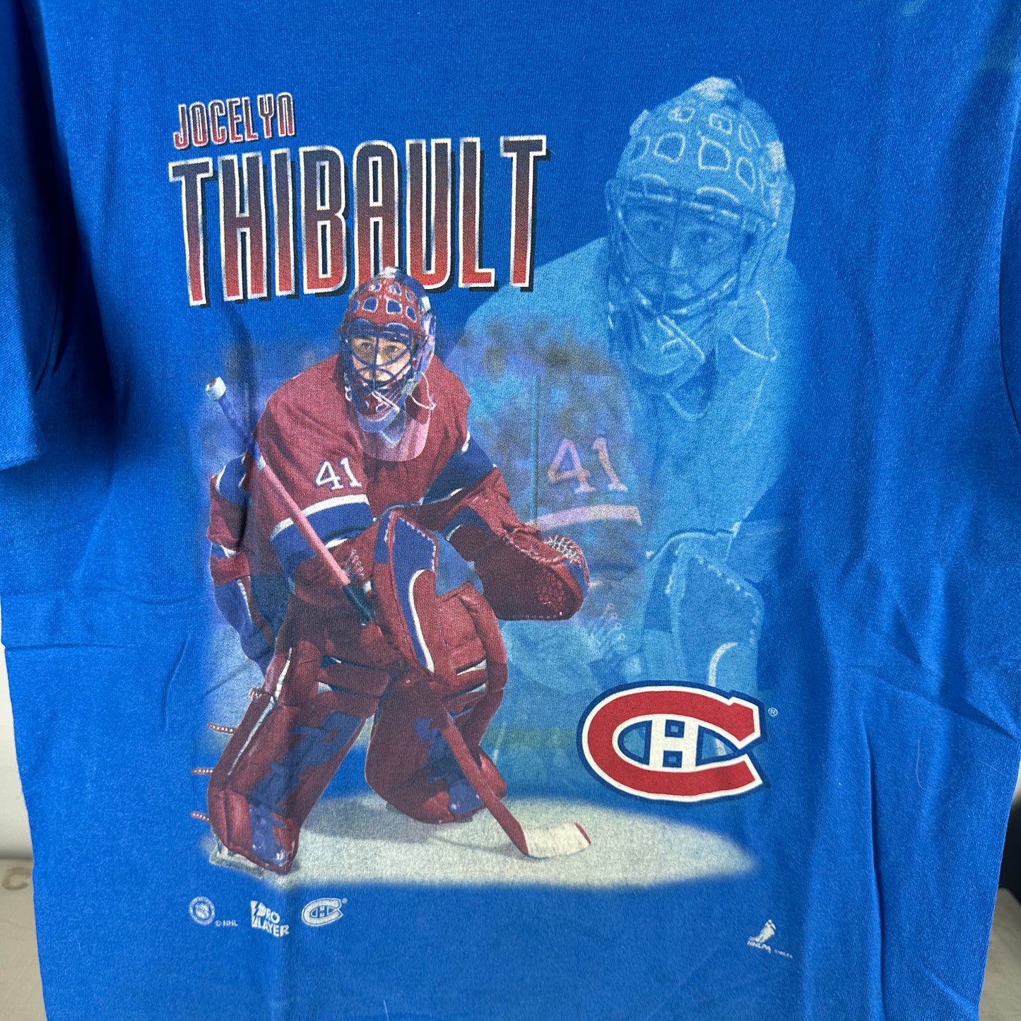 Vintage 90s Jocelyn Thibault Montreal Canadiens NHL Single Stitch T-Shirt