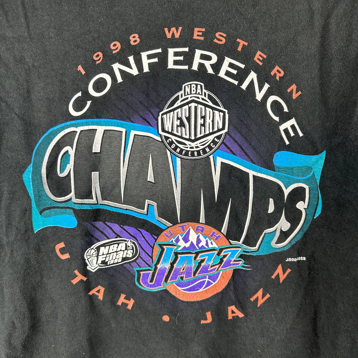Vintage 1998 Utah Jazz NBA Western Conference Champions Single Stitch T-Shirt
