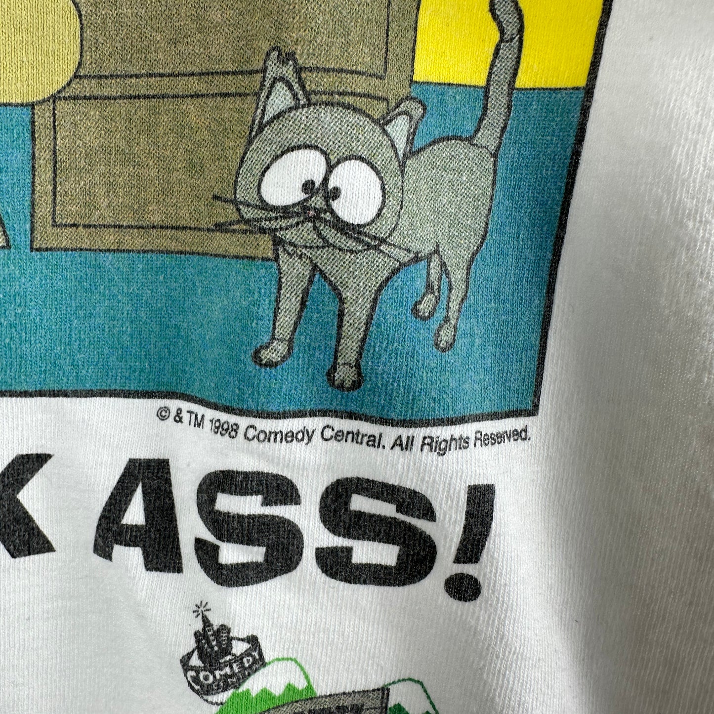 Vintage 1998 South Park Comedy Central Cartoons Kick Ass! Graphic T-Shirt