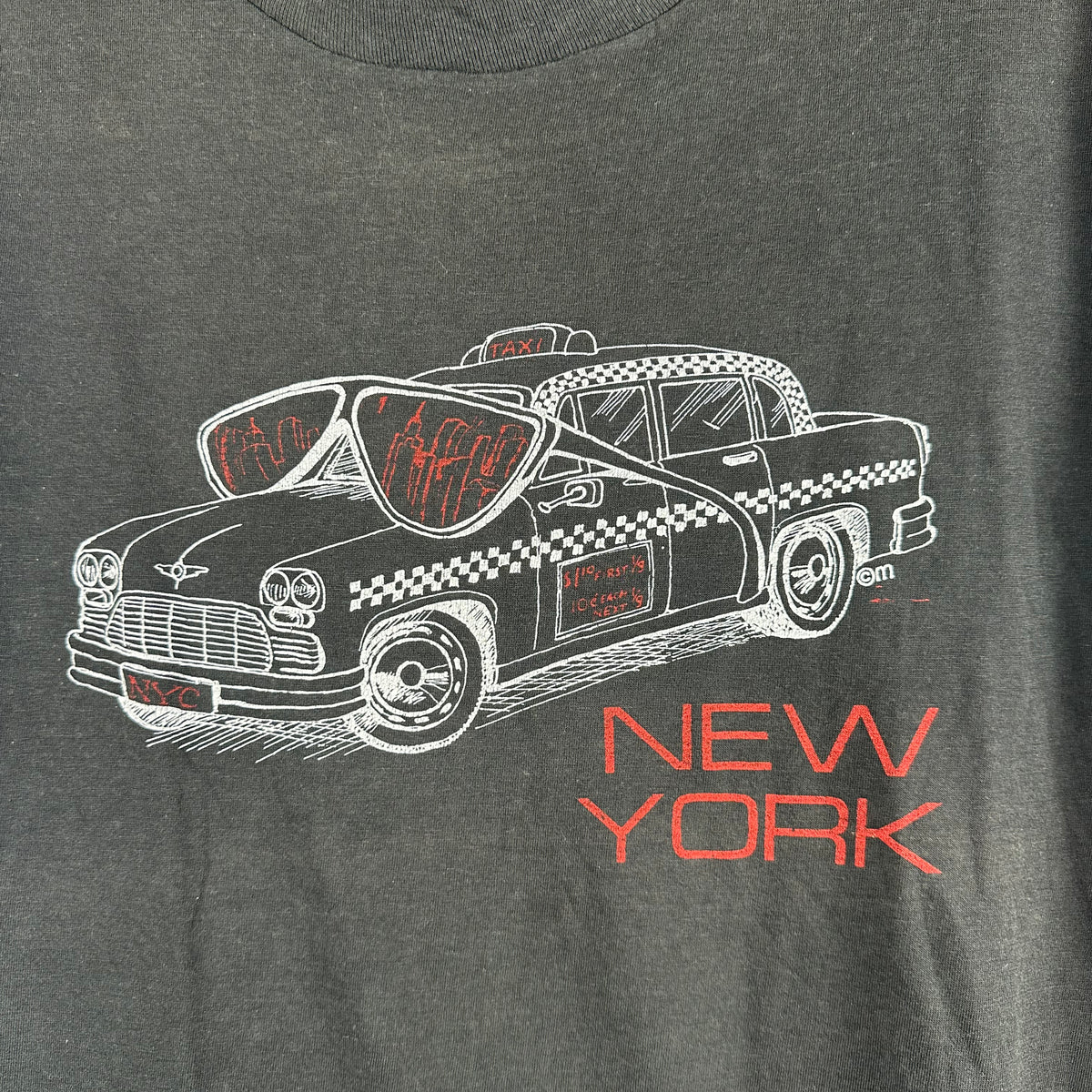 Vintage 80s New York Cab Taxi Artwork Single Stitch T-shirt