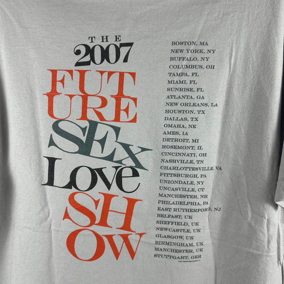 Vintage 2007 Justin Timberlake FutureSex/LoveSounds Tour Concert T-shirt