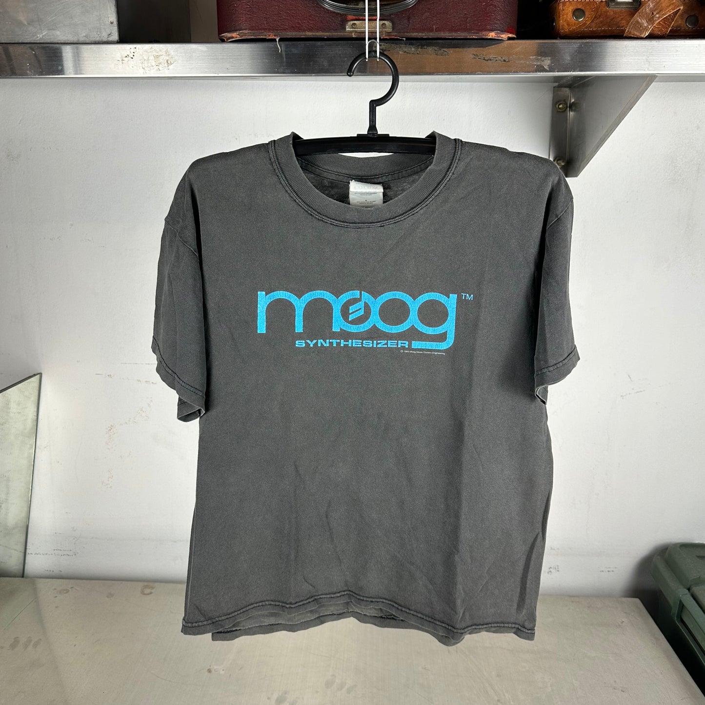 Vintage 1995 Moog Music Synthesizer Graphic Faded T-Shirt