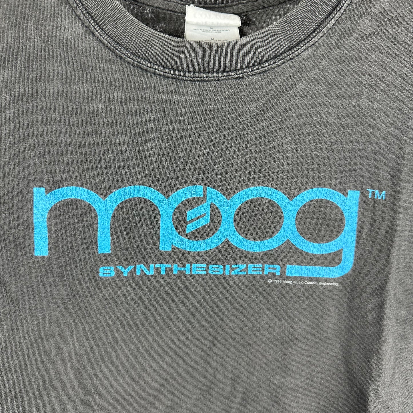 Vintage 1995 Moog Music Synthesizer Graphic Faded T-Shirt