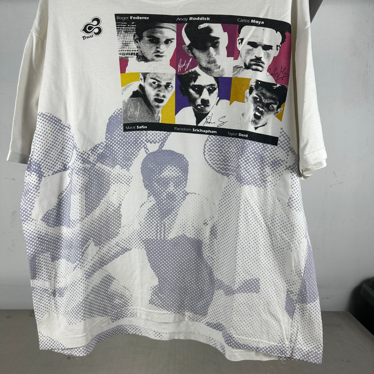 Vintage 2004 Thailand Open Tennis Roger Federer Andy Roddick AOP Promo T-shirt