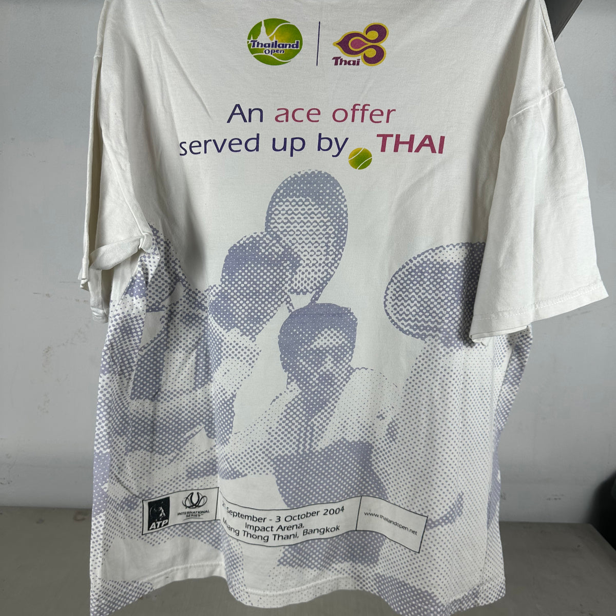 Vintage 2004 Thailand Open Tennis Roger Federer Andy Roddick AOP Promo T-shirt