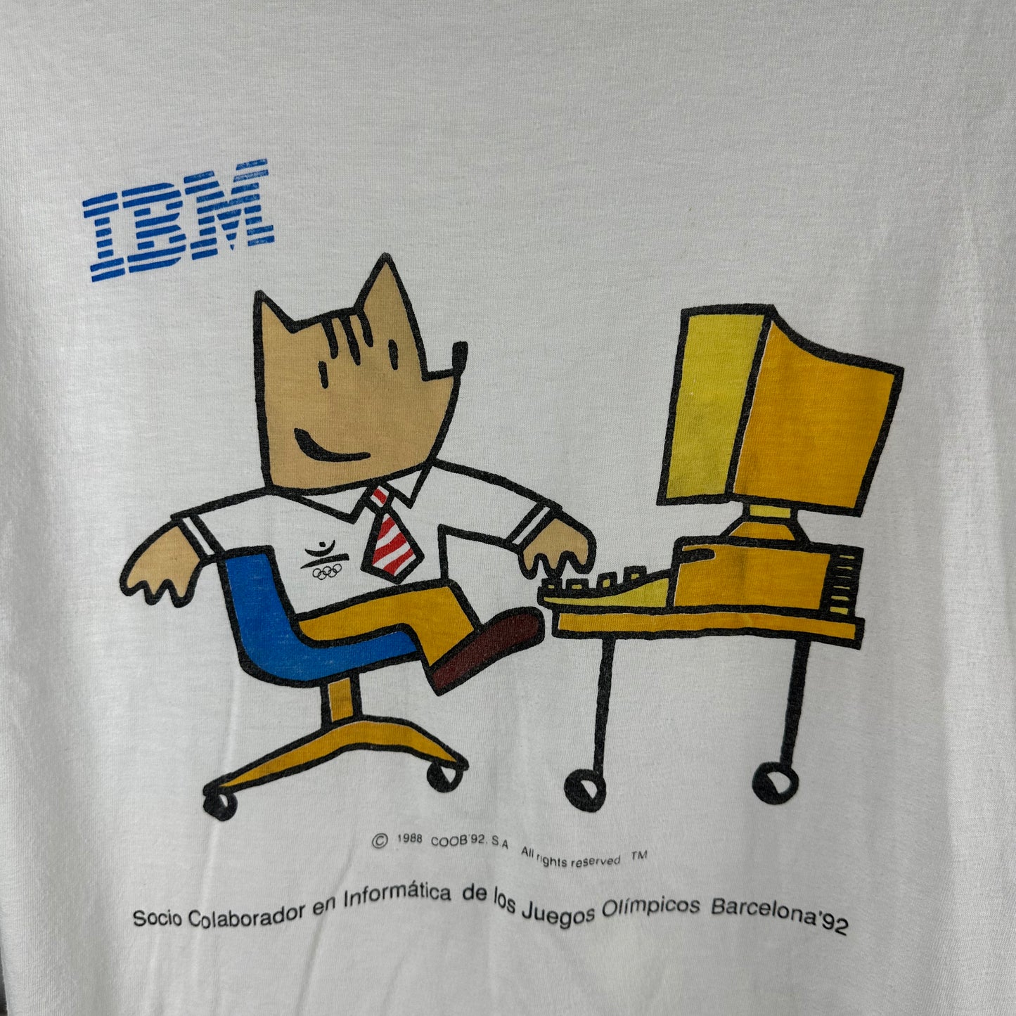 Vintage 1992 Barcelona Olympic IBM Graphic Promo T-shirt
