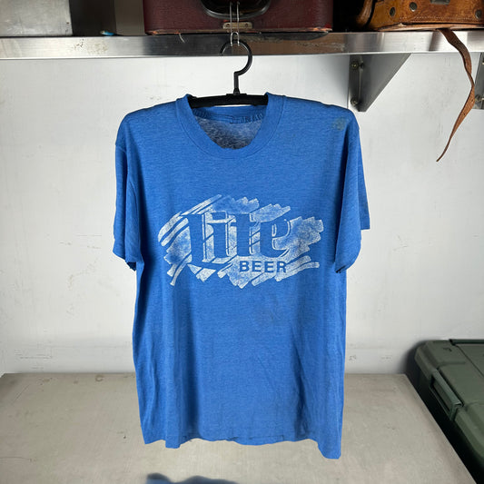 Vintage 80s Lite Beer Logo Promo Single Stitch Paper Thin T-shirt