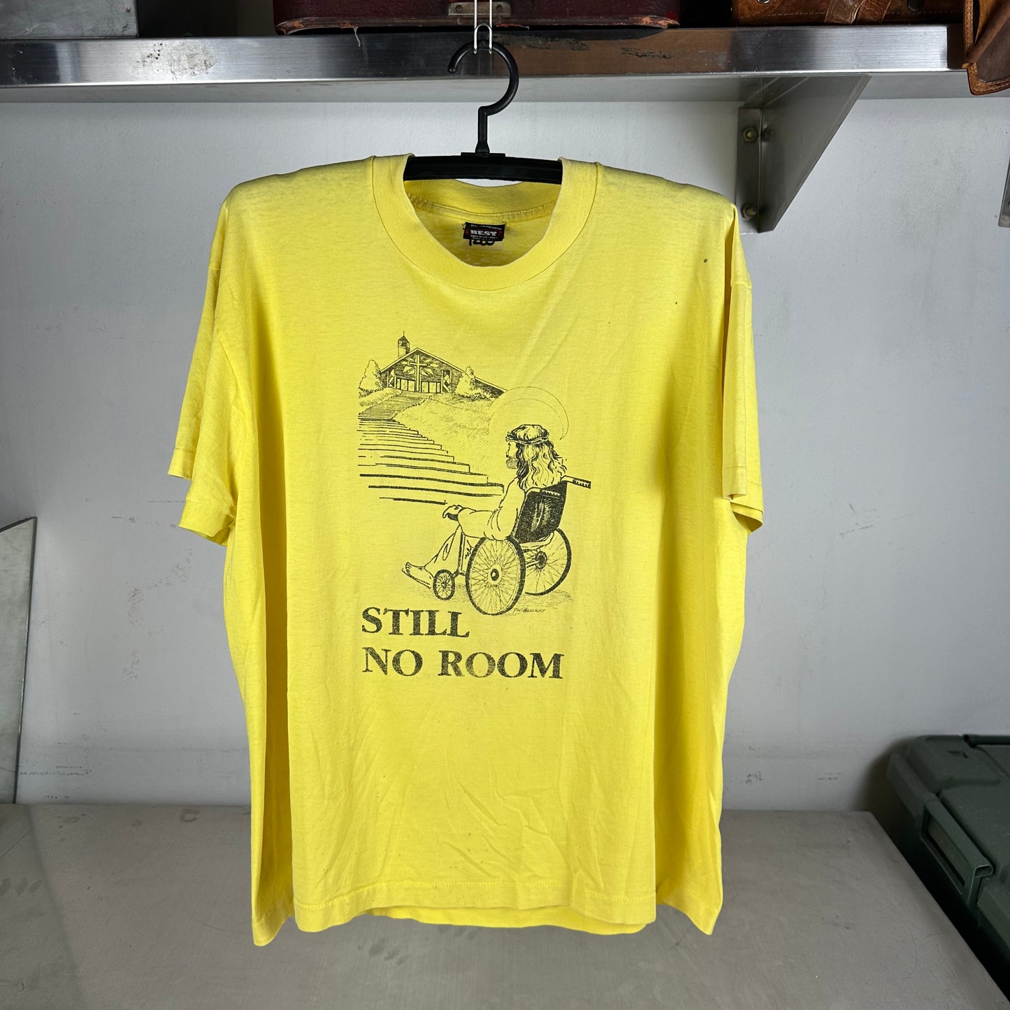 Vintage 80s Still No Room Jesus Christ Religious Graphic Single Stitch T-Shirt