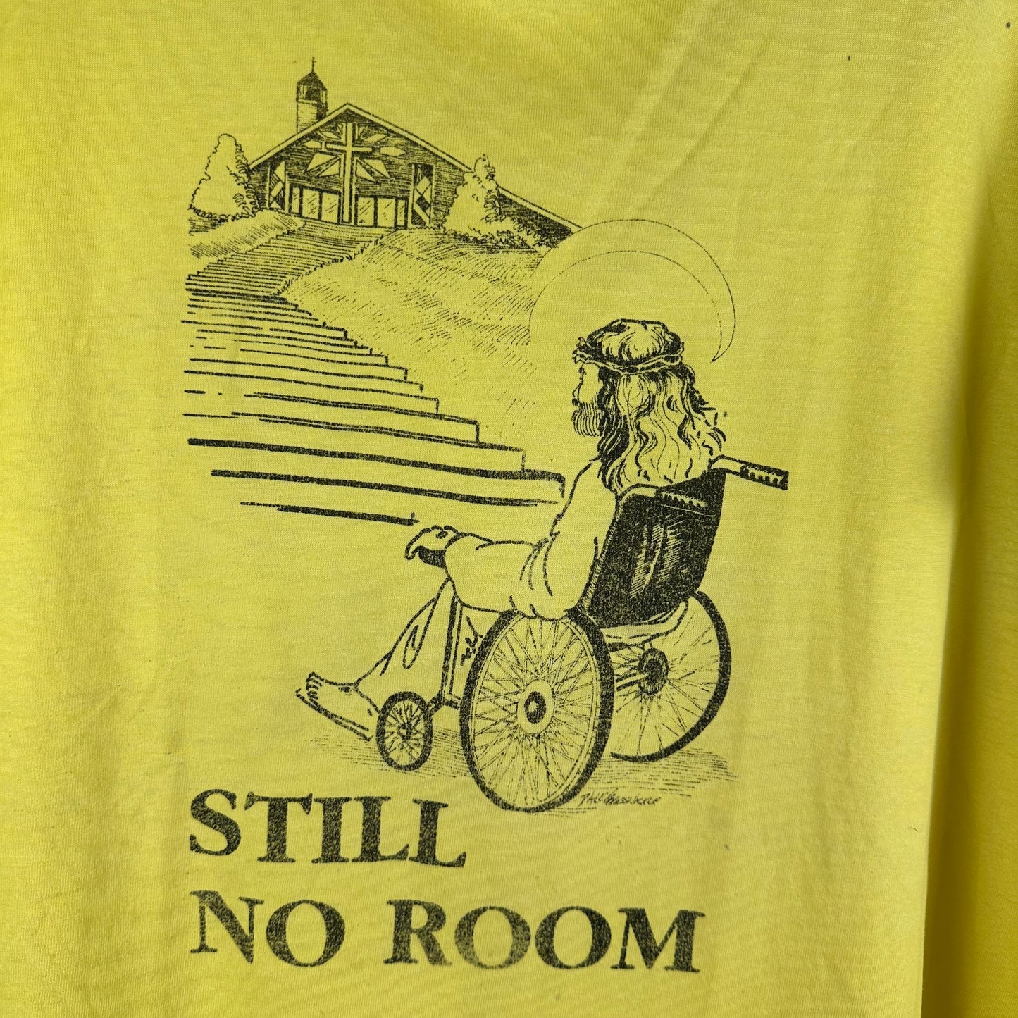 Vintage 80s Still No Room Jesus Christ Religious Graphic Single Stitch T-Shirt