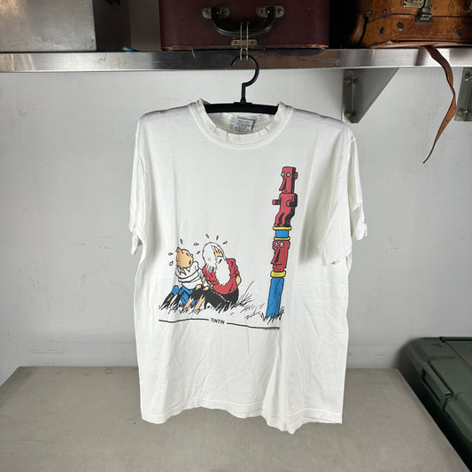 Vintage 1996 The Adventures of Tintin Cartoon Graphic T-shirt