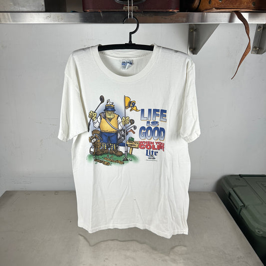 Vintage 1996 Miller Lite Life is Good When You Golf! Beer Graphic Promo T-shirt
