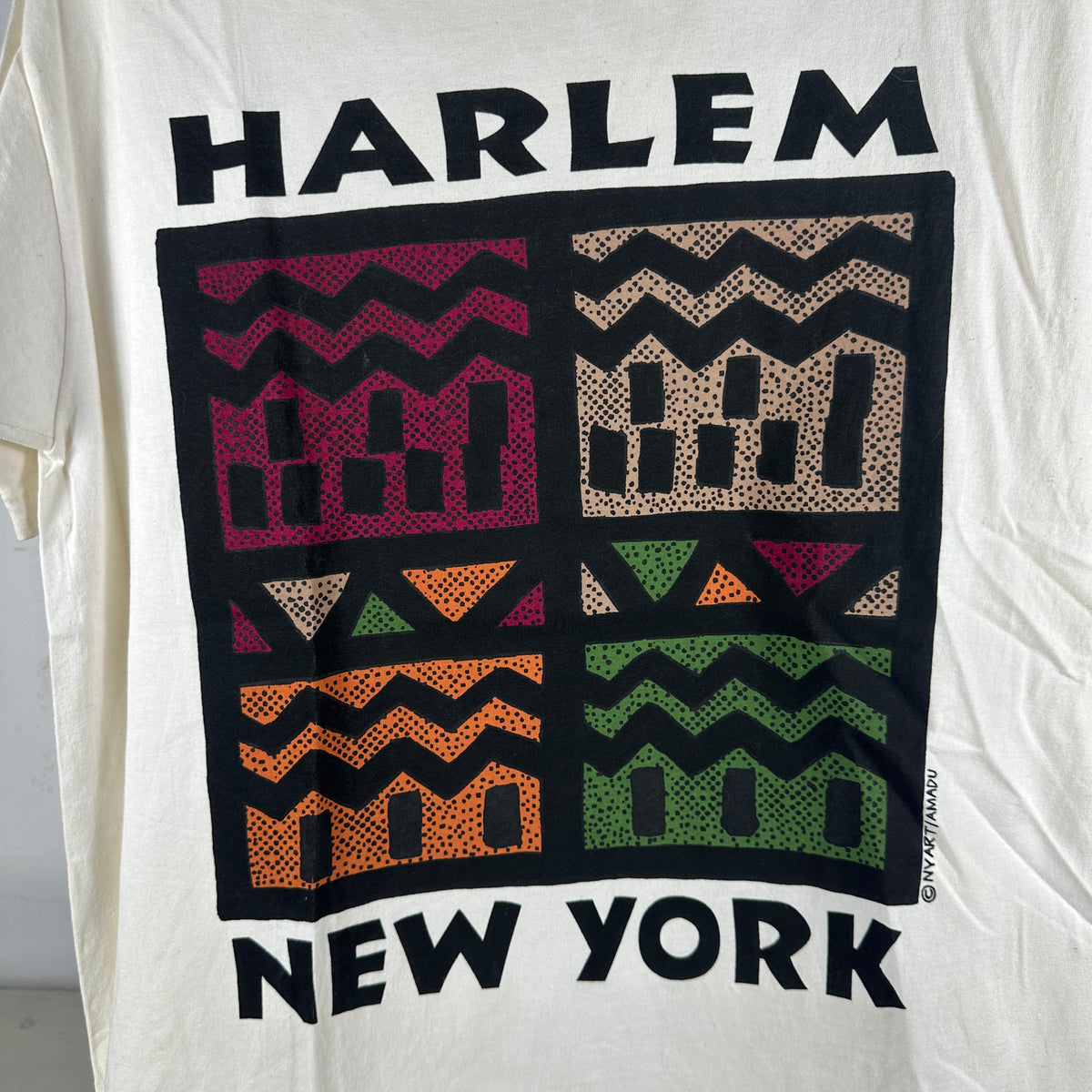 Vintage 90s New York Harlem Artwork Graphic Single Stitch T-shirt