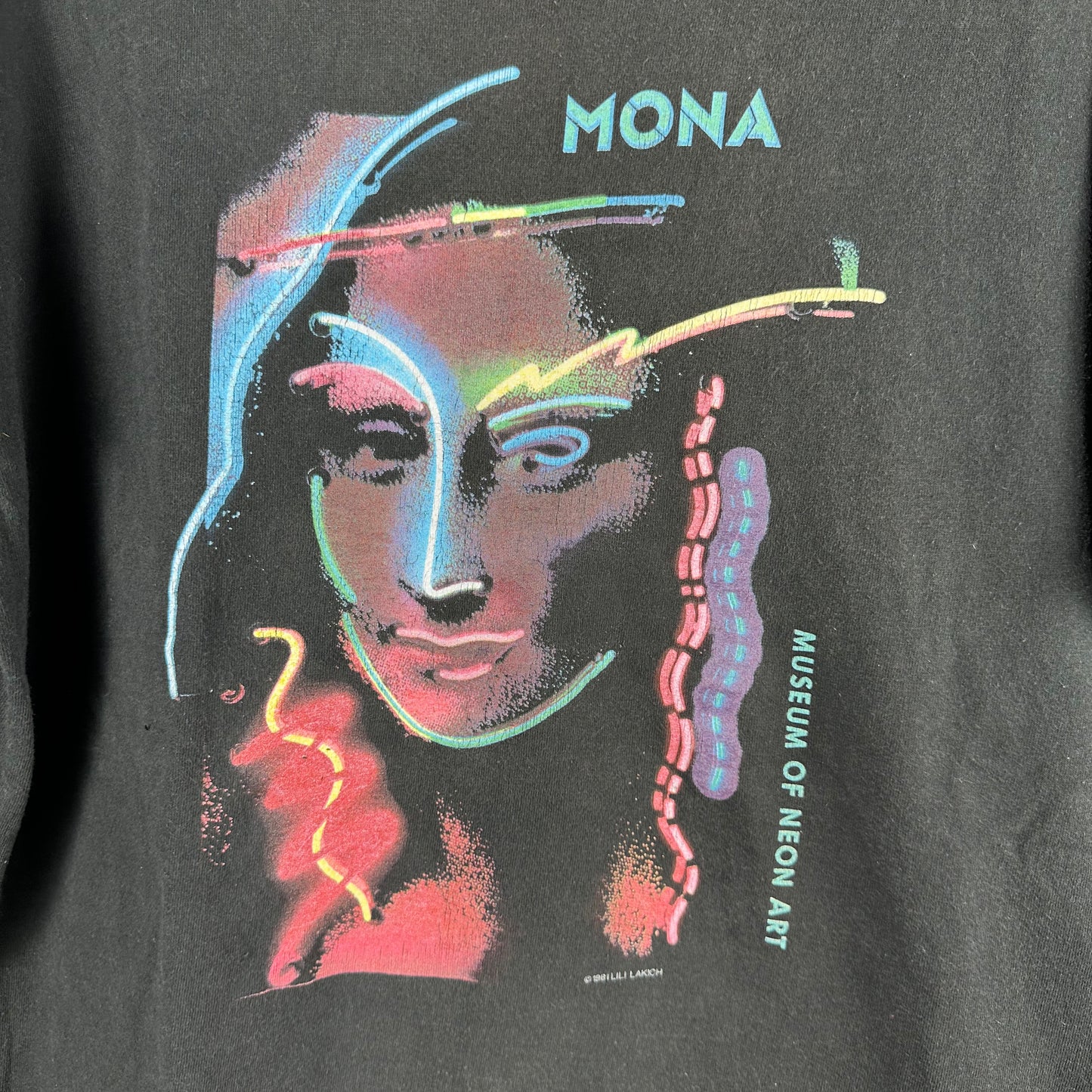Vintage 80s Mona Lisa Lili Lakich Museum of Neon Art Single Stitch T-Shirt