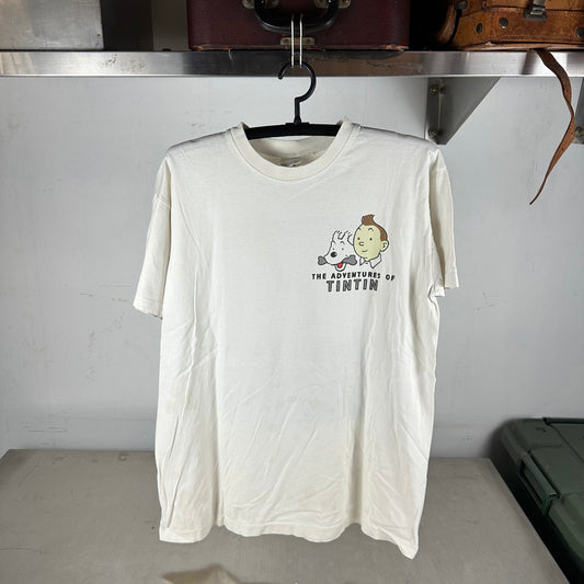 Vintage 90s The Adventures of Tintin Cartoon Destination the Moon Single Stitch T-shirt