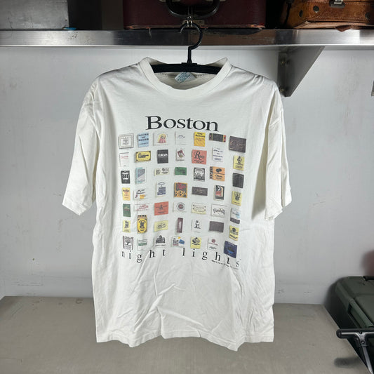 Vintage 1990s Boston Night Lights Graphic Single Stitch T-shirt