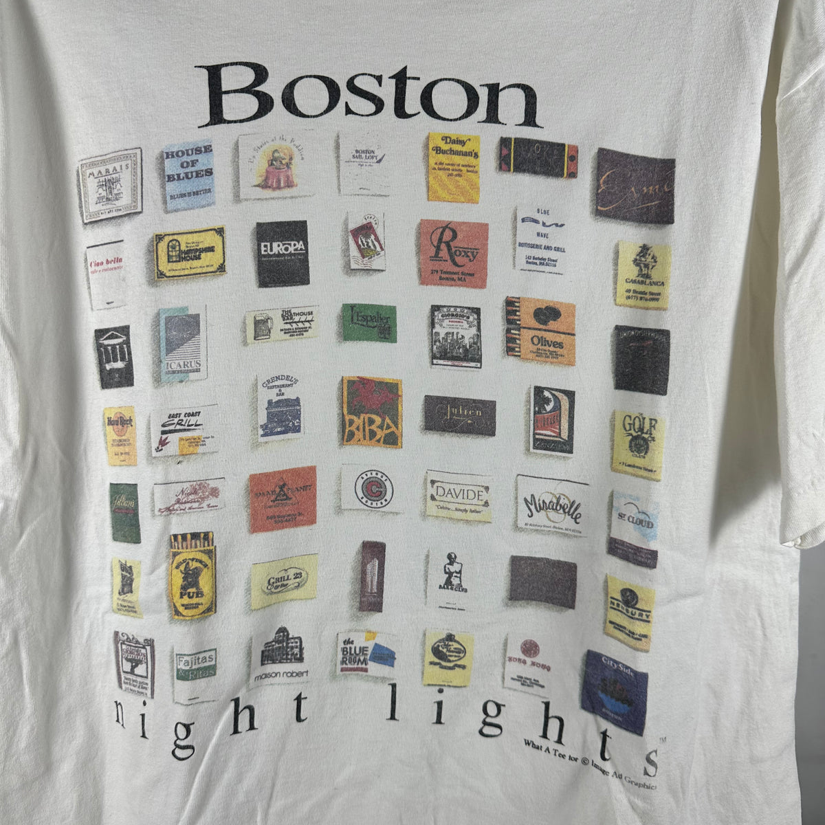 Vintage 1990s Boston Night Lights Graphic Single Stitch T-shirt