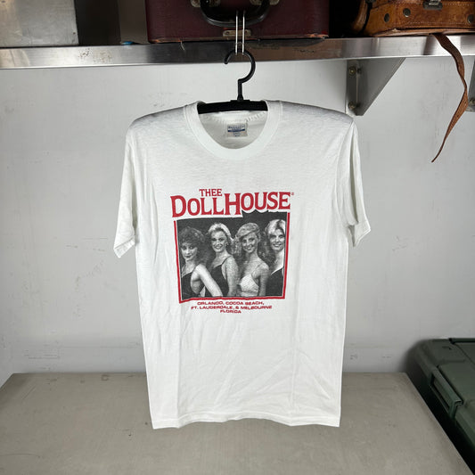 Vintage 80s Thee Dollhouse The Legend Lives On! Strip Club Cabaret T-shirt