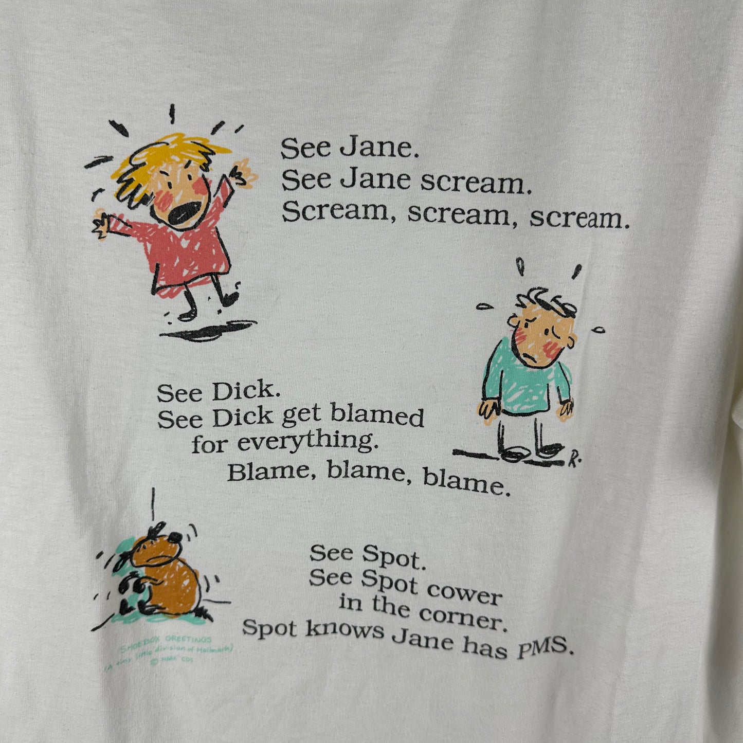 Vintage 90s See Jane See Dick See Spot Dick and Jane Single Stitch T-shirt