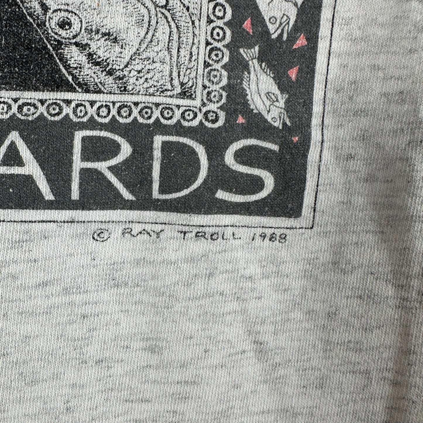 Vintage 1988 Ray Troll Bass Ackwards Fish Artwork Graphic Single Stitch T-shirt