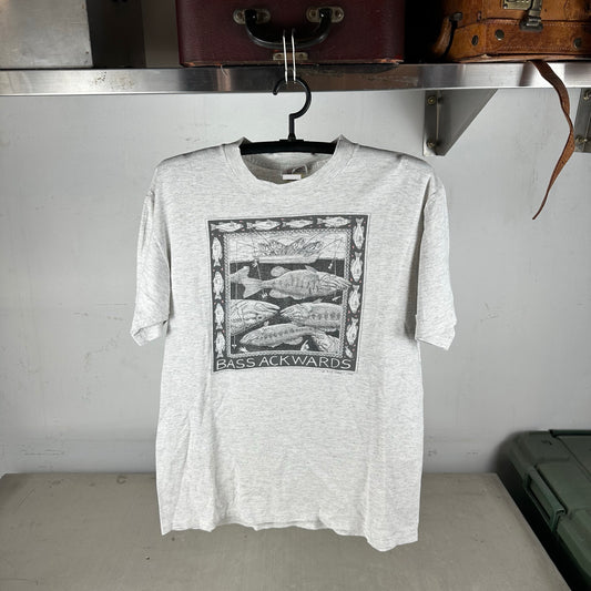 Vintage 1988 Ray Troll Bass Ackwards Fish Artwork Graphic Single Stitch T-shirt